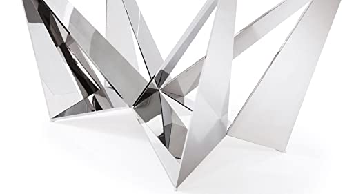 ZURI Modern Serra 94" Dining Table - Clear Glass with Polished Stainless Steel Base