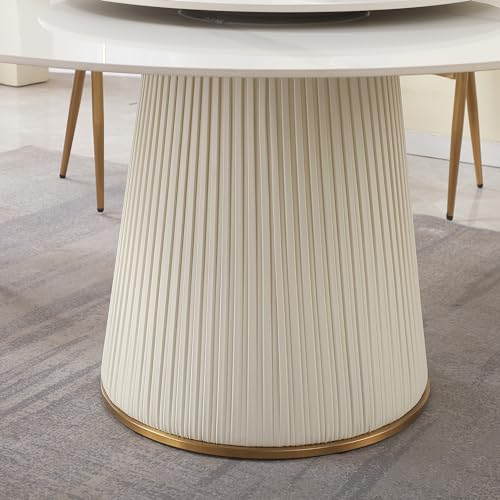 Legendstone Modern Round Dining Table Set for 6, 59" Faux Marble Kitchen Table with 6Pcs Dining Chairs, Dinner Room Table with Lazy Susan & Wood Base for Home Kitchen