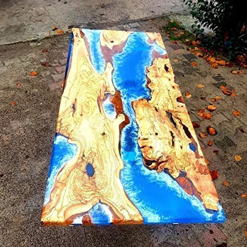 TUZECH Epoxy Table Fully Customized Thick Resin River Table Top Indoor Outdoor Wooden Dining Table Top (72x36 Inch) with 30 Inches Tall Legs