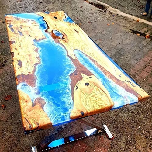 TUZECH Epoxy Table Fully Customized Thick Resin River Table Top Indoor Outdoor Wooden Dining Table Top (72x36 Inch) with 30 Inches Tall Legs