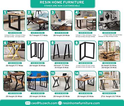 TUZECH Epoxy Table Fully Customized Thick Resin River Table Top Indoor Outdoor Wooden Dining Table Top (72x36 Inch) with 30 Inches Tall Legs