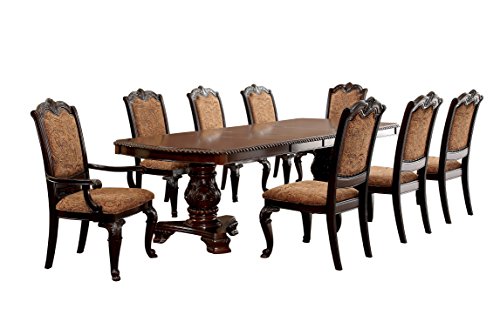 HOMES: Inside + Out ioHOMES Ferrara 9 Piece Elegant Dining Set, Brown Cherry