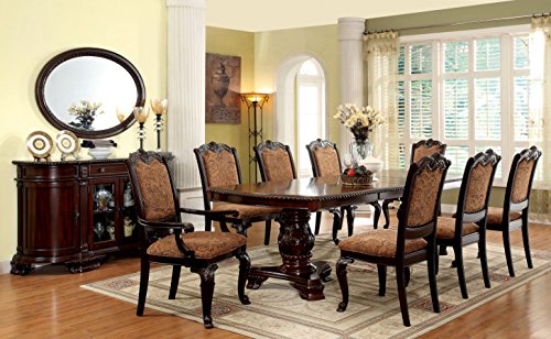 HOMES: Inside + Out ioHOMES Ferrara 9 Piece Elegant Dining Set, Brown Cherry