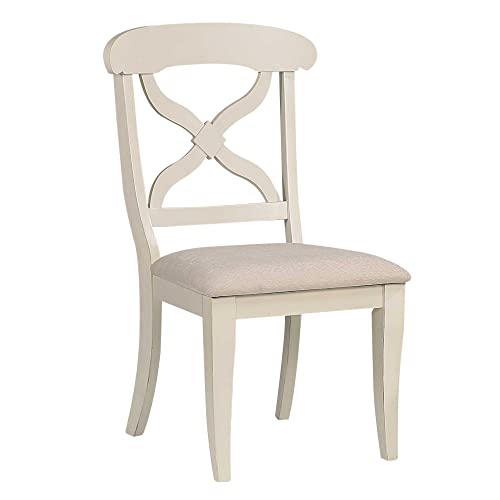 Sunset Trading Andrews 7 Piece 48" Round or 66" Oval Extendable Butterfly Leaf Antique White and Chestnut Brown | Seats 6 Dining Room Sets, Two Size Extension Table