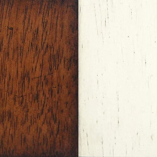 Sunset Trading Andrews 7 Piece 48" Round or 66" Oval Extendable Butterfly Leaf Antique White and Chestnut Brown | Seats 6 Dining Room Sets, Two Size Extension Table