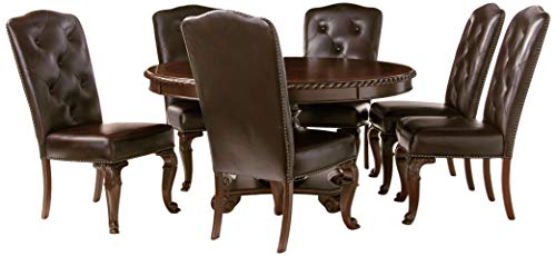 24/7 Shop at Home Starner Traditional Tufted Dining Table, 7-Piece Set, Brown Cherry