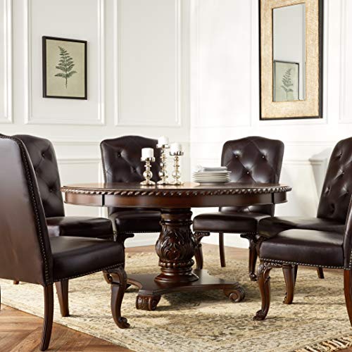 24/7 Shop at Home Starner Traditional Tufted Dining Table, 7-Piece Set, Brown Cherry