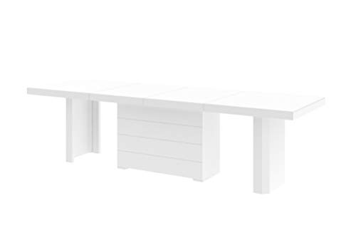 Kolos White Modern European Dining Table with Extension for up to 20 People, Conference Table, Party Room Table