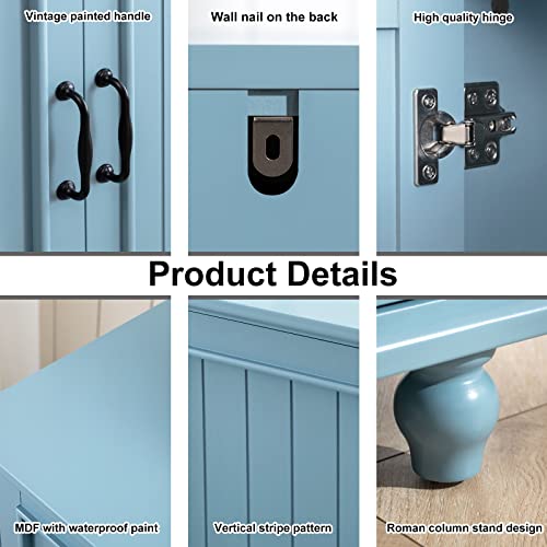 Scurrty Buffet & Bar Cabinet with Storage, 62'' Coffee Bar Cabinet, Sideboard Storage Cabinet for Dinning Room, Kitchen & Living Room (4 Doors, Blue)