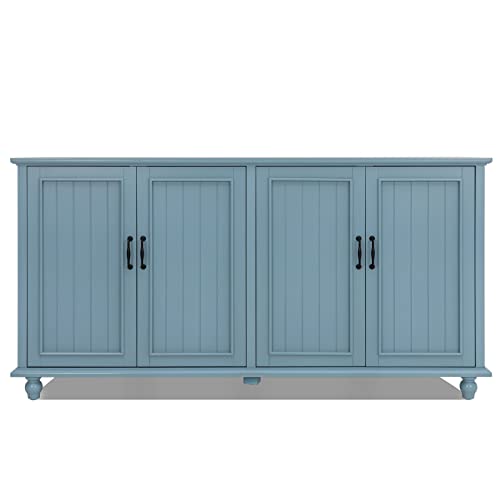 Scurrty Buffet & Bar Cabinet with Storage, 62'' Coffee Bar Cabinet, Sideboard Storage Cabinet for Dinning Room, Kitchen & Living Room (4 Doors, Blue)
