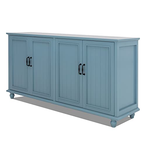 Scurrty Buffet & Bar Cabinet with Storage, 62'' Coffee Bar Cabinet, Sideboard Storage Cabinet for Dinning Room, Kitchen & Living Room (4 Doors, Blue)