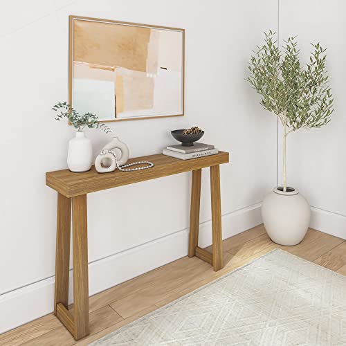 Solid Wood Console Table - 46.25 Inch Pecan