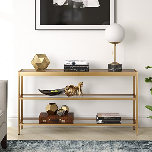 Henn&Hart Brass 55" Rectangular Console Table