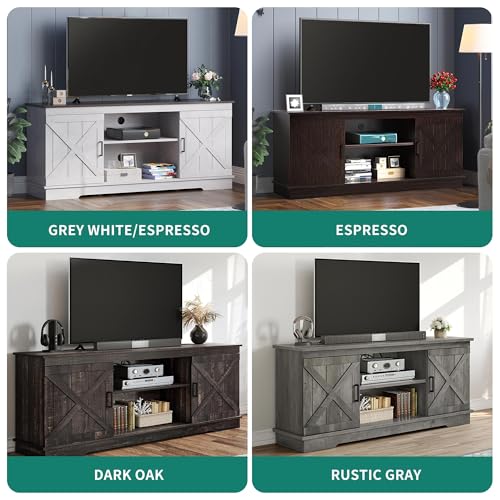 Farmhouse TV Stand with Double Barn Doors, 59
