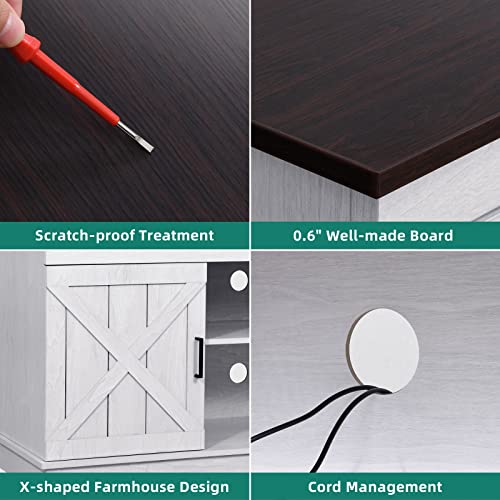 Farmhouse TV Stand with Double Barn Doors, 59