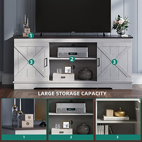 Farmhouse TV Stand with Double Barn Doors, 59