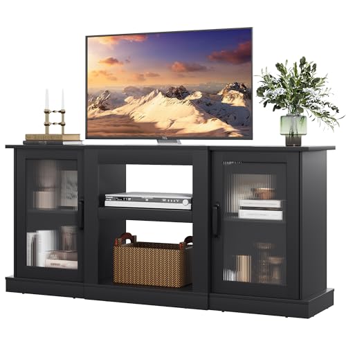WLIVE Retro Black TV Stand for 65" TVs