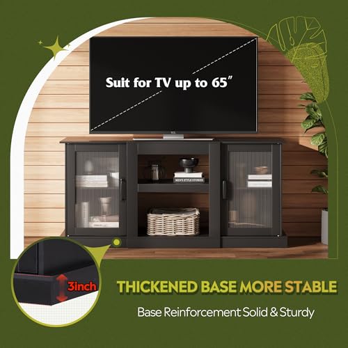 WLIVE Retro Black TV Stand for 65" TVs