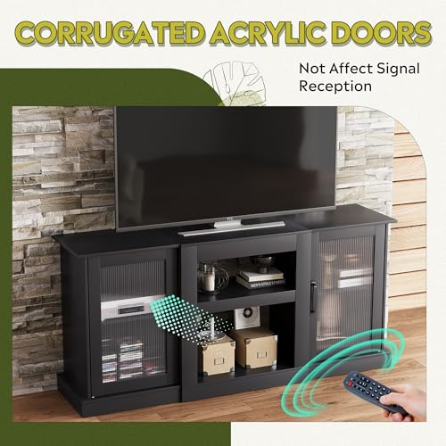 WLIVE Retro Black TV Stand for 65" TVs