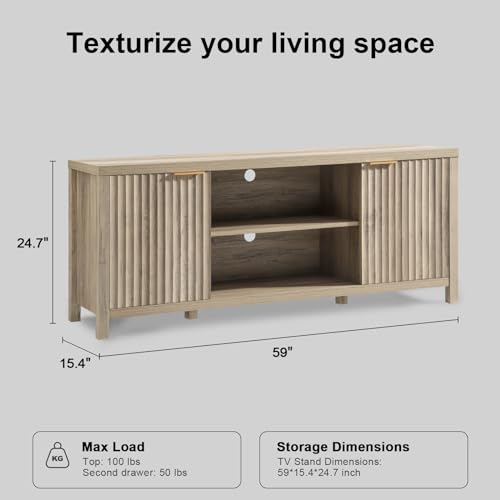 Mid Century Modern Fluted TV Stand Console