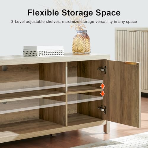 Mid Century Modern Fluted TV Stand Console