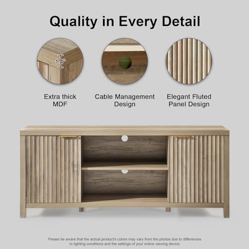 Mid Century Modern Fluted TV Stand Console