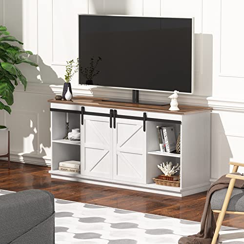 Farmhouse TV Stand with Sliding Barn Doors - 58