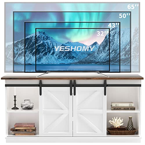 Farmhouse TV Stand with Sliding Barn Doors - 58