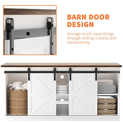 Farmhouse TV Stand with Sliding Barn Doors - 58