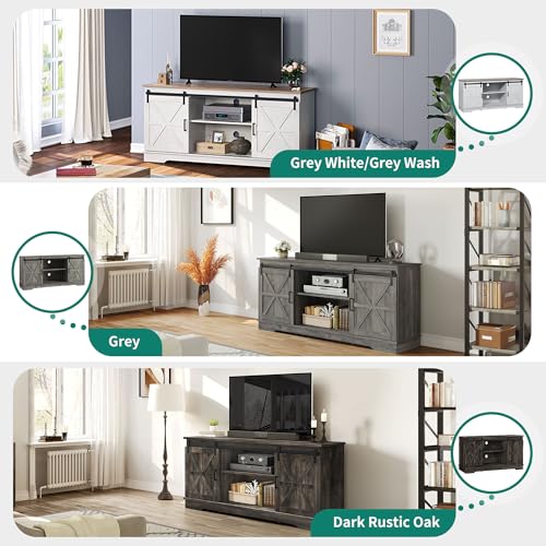 Rustic Farmhouse TV Stand with Sliding Barn Doors