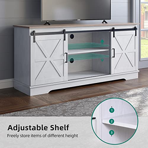 Rustic Farmhouse TV Stand with Sliding Barn Doors