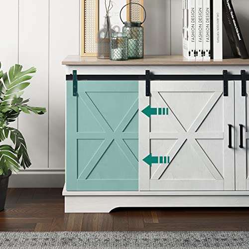 Rustic Farmhouse TV Stand with Sliding Barn Doors