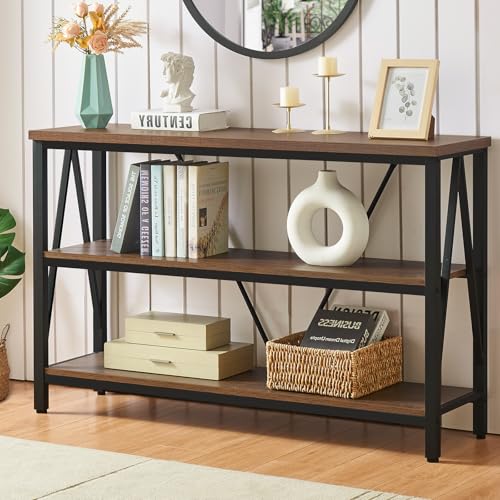 Rustic Industrial Entryway Console Table with Storage