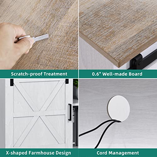 Rustic Farmhouse TV Stand with Sliding Barn Doors