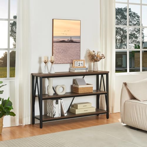 Rustic Industrial Entryway Console Table with Storage