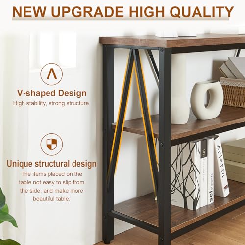 Rustic Industrial Entryway Console Table with Storage