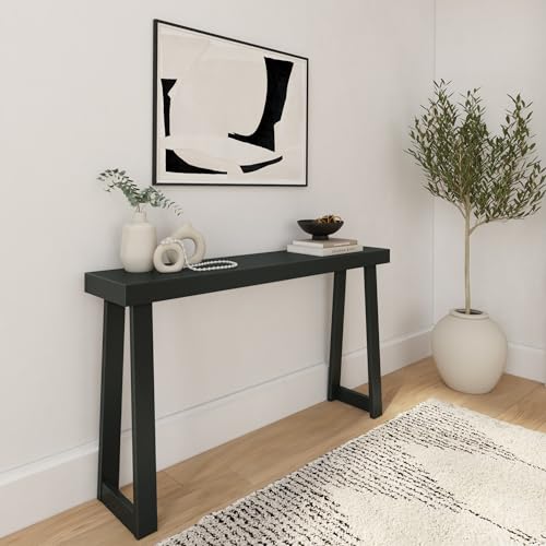Solid Wood Console Table - 56 Inch, Black