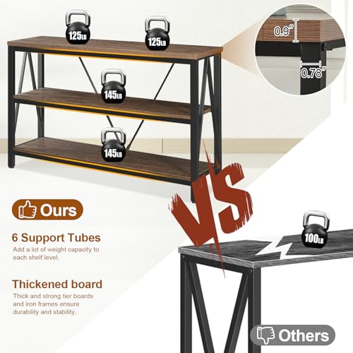 Rustic Industrial Entryway Console Table with Storage