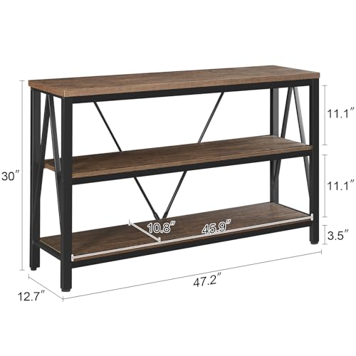 Rustic Industrial Entryway Console Table with Storage
