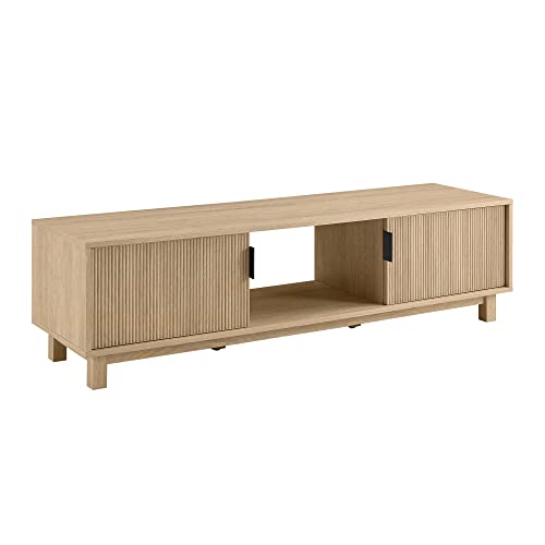 Coastal Oak Modern Fluted-Door TV Stand, 58