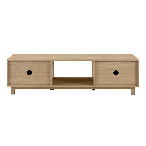 Coastal Oak Modern Fluted-Door TV Stand, 58