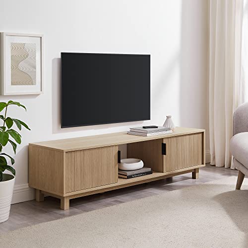 Coastal Oak Modern Fluted-Door TV Stand, 58