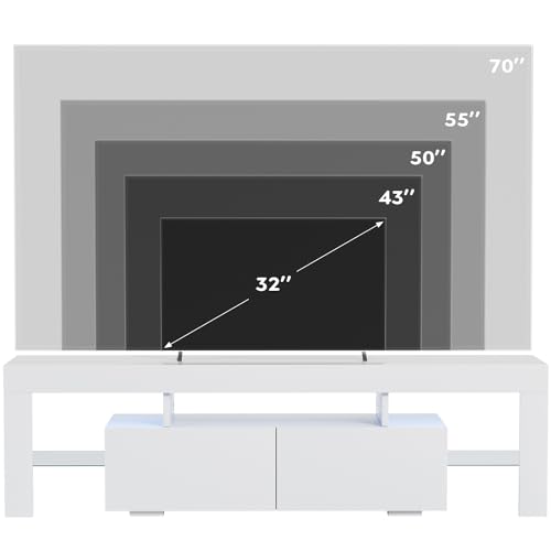 Modern LED TV Stand with Storage and Open Shelf