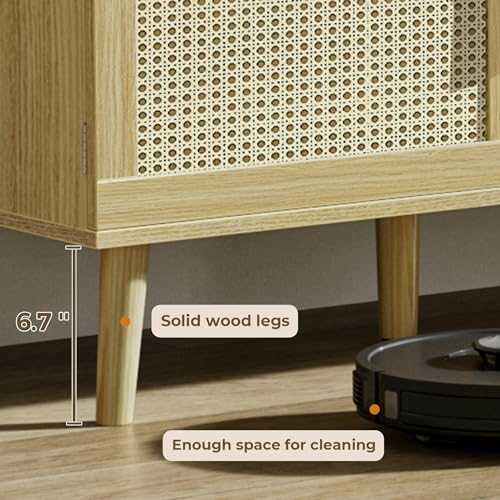 Boho TV Stand with Adjustable Shelves and Cabinets