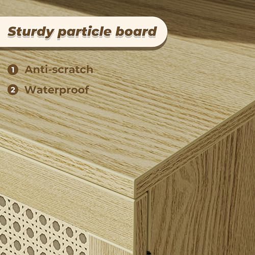 Boho TV Stand with Adjustable Shelves and Cabinets