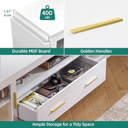 Modern 75" TV Stand with LED Power Outlets