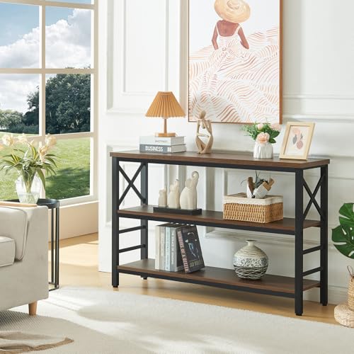 HOMBAZAAR Industrial Entryway Console Table with Storage