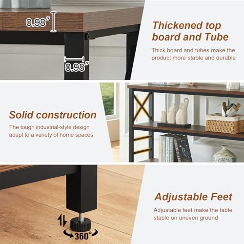 HOMBAZAAR Industrial Entryway Console Table with Storage