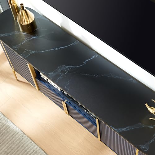 Luxury Navy Blue Fluted 70" TV Stand