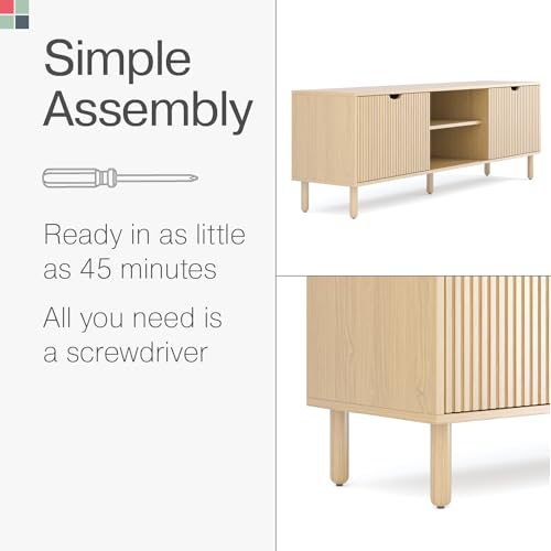 Modern Fluted 70" TV Stand with Storage